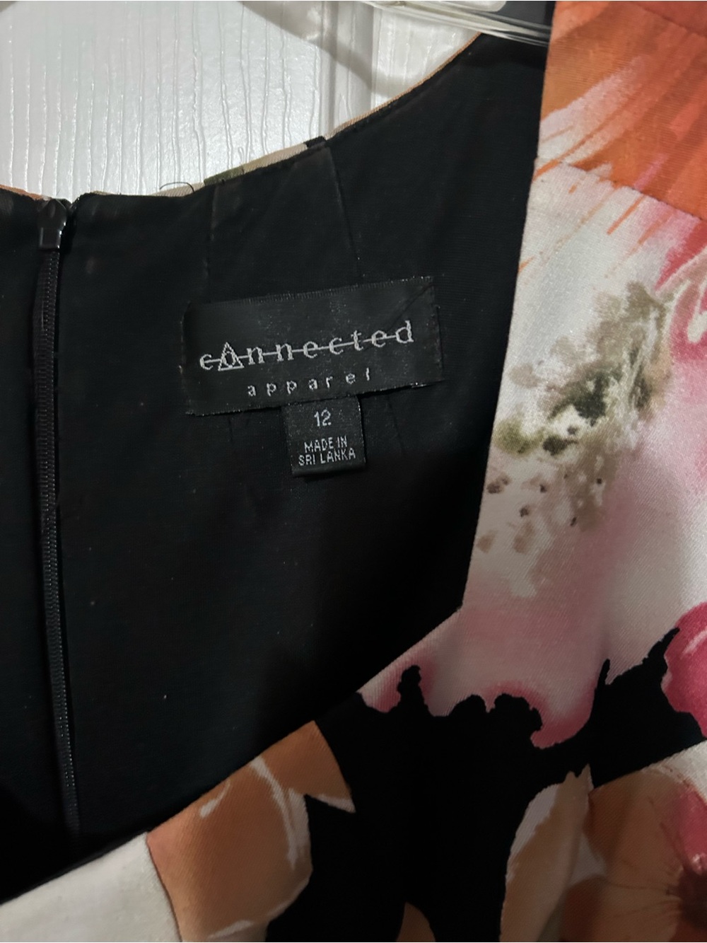 connected apparel Black Floral Midi Dress with Peach and Pink Blooms - Picture 2 of 3